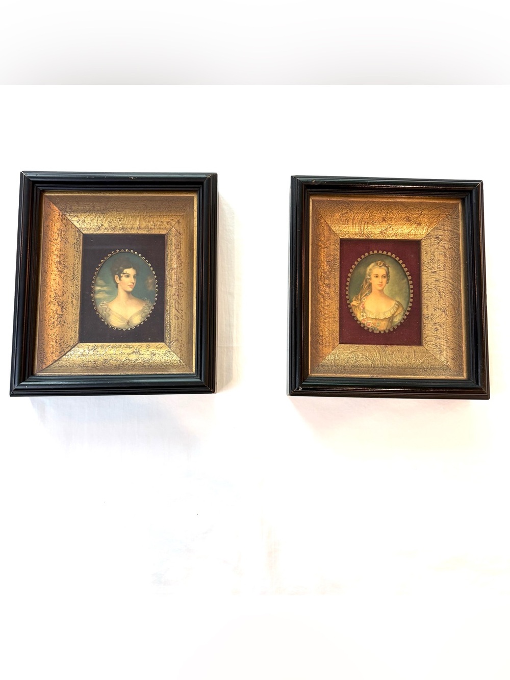 1940's (2) VICTORIAN WOMEN HEAD SHOT DEPICTIONS IN SHADOW BOXES